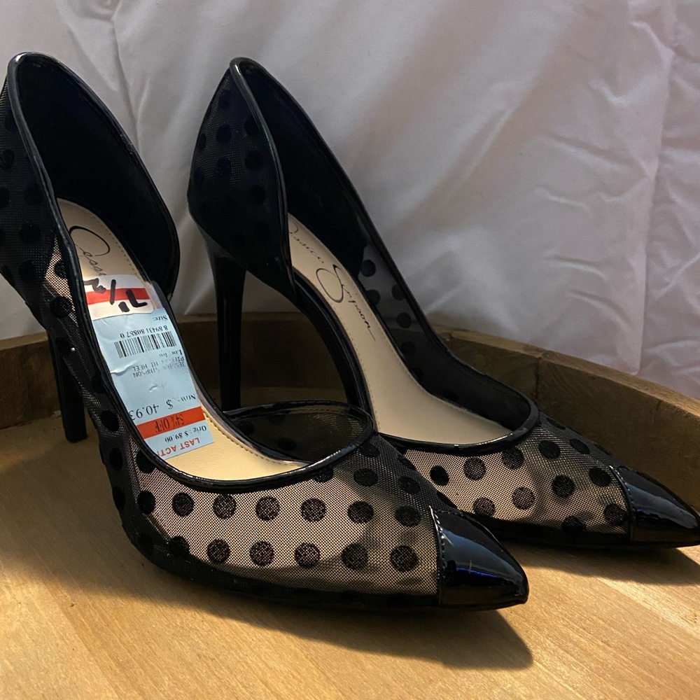 Jessica Simpson poka dot heels